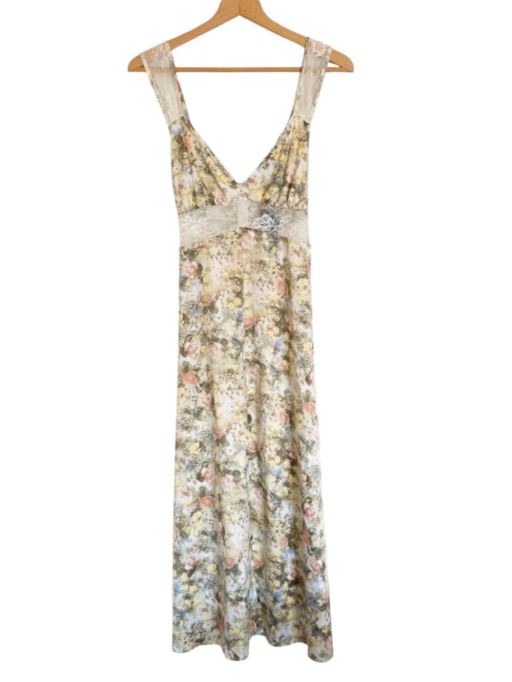 Danielle Bernstein Lace-Inset Vintage Floral Romantic Slip Midi Dress size 10
